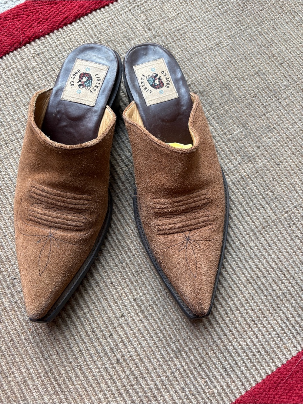 Liberty Boot Co.Women's rust rough out  Suede Pointed Slip-On Mules.Great shape.